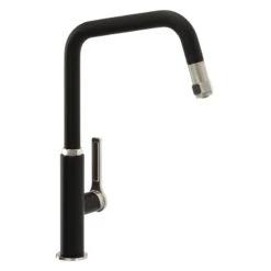 Abode Hex Single Lever Kitchen Mixer With Pull Out Brushed Nickel/Black