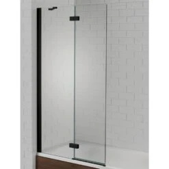 Aquadart Venturi 6 Hinged Bath Screen Black Left Hand