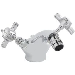 Bayswater White Mono Bidet Mixer With Crosshead & Hex Collar