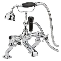 Bayswater Black Bath Shower Mixer With Crosshead & Dome Collar