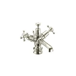 Burlington Claremont Regent Basin Mixer, Pop-Up Waste, Nickel/White