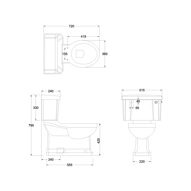 Burlington S Trap Close Coupled Toilet, 52cm Rear Entry Lever Cistern 4 Burlington S Trap Close Coupled Toilet, 52cm Rear Entry Lever Cistern - Image 2