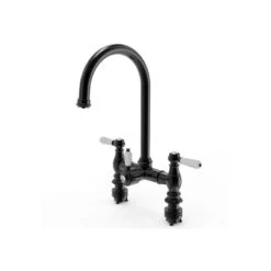 Ellsi 3 In 1 Traditional Bridge Hot Water Kitchen Mixer Matt Black/White