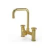 Ellsi 3 In 1 Industrial Bridge Hot Water Kitchen Sink Mixer Brushed Brass -Home Bathroom ellsi pdt 000256 215 52