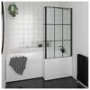 Essential Designer Matrix 1400x850mm L-Shaped Bath Screen Matt Black -Home Bathroom essential eb313