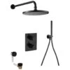 Flova Levo 3 Way Shower Set With Overflow Filler Square Matt Black -Home Bathroom flova mb lvt3wpk1 sq