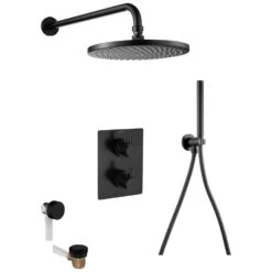 Flova Levo 3 Way Shower Set With Overflow Filler Square Matt Black