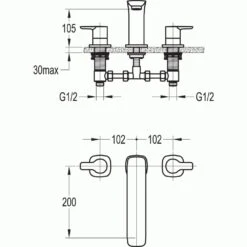 Flova Urban 3-Piece Bath Mixer -Home Bathroom flova ur3hbf 2