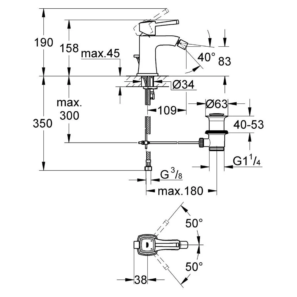 Grohe Grandera Bidet Mixer 1/2″ Medium 23315 Chrome 4 Grohe Grandera Bidet Mixer 1/2″ Medium 23315 Chrome - Image 2