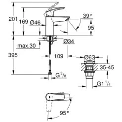 Grohe Eurosmart S-Size Smooth Body Basin Mixer Tap 23924 -Home Bathroom grohe 23924003 5