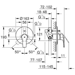 Grohe Eurosmart Concealed Manual Shower Valve With Diverter 33305 -Home Bathroom grohe 33305003 5