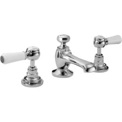 Hudson Reed White Topaz Lever 3 Hole Basin Mixer Hex