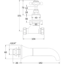 Hudson Reed Black Topaz Crosshead Bath Filler Hexagonal -Home Bathroom hudson reed bc409hx 2
