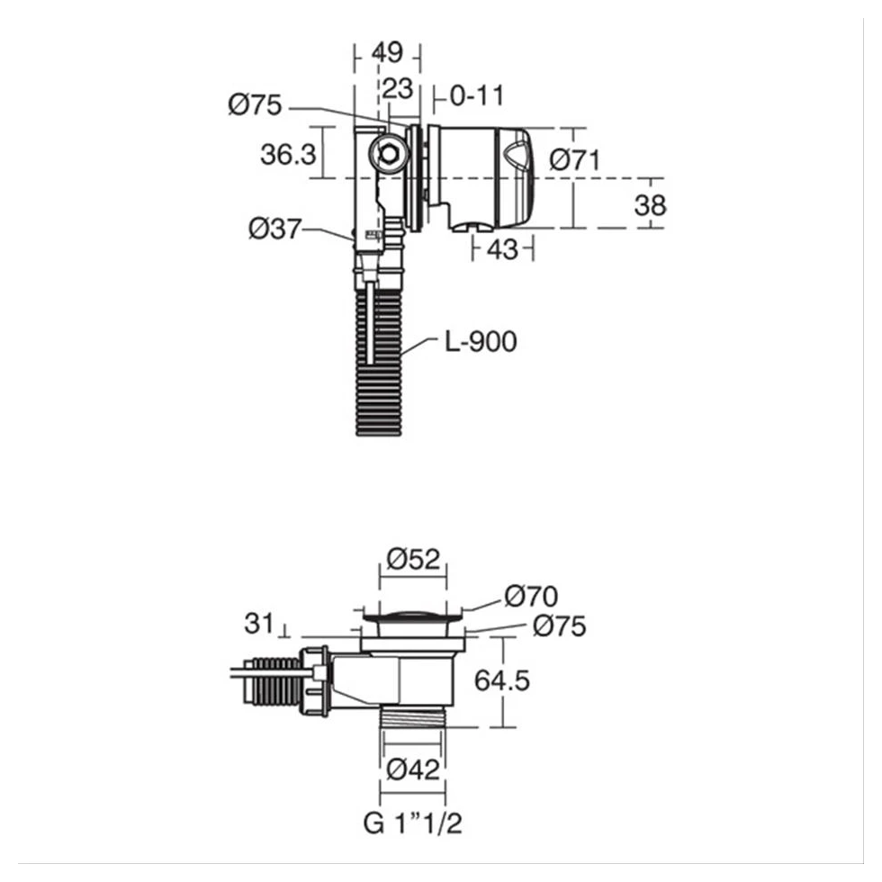 Ideal Standard Luxury Bath Filler Pop-Up Waste & Overflow E1487 4 Ideal Standard Luxury Bath Filler Pop-Up Waste & Overflow E1487 - Image 2