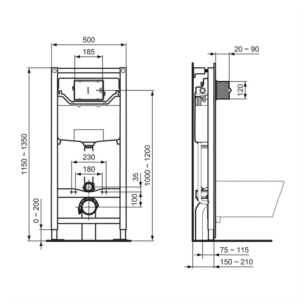 Ideal Standard Prosys 1150mm Height Mechanical Wall Hung WC Frame 4 Ideal Standard Prosys 1150mm Height Mechanical Wall Hung WC Frame - Image 2