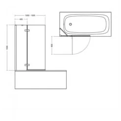 Ideal Standard I.Life LH Bath Screen With Fixed Panel 1500x1000mm 8mm Glass -Home Bathroom ideal standard t4887eo 3