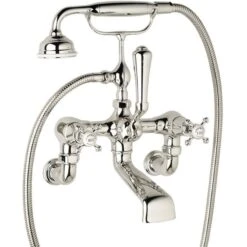 Perrin & Rowe Georgian Crosstop Wall Bath Shower Mixer Nickel