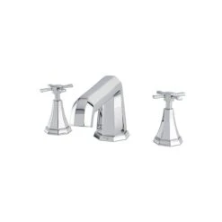 Perrin & Rowe Deco 3 Hole Bath Filler, Cross