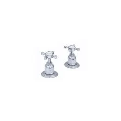 Perrin & Rowe Pair Of 3/4″ Deck Valves Crosshead Handles Pewter