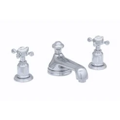 Perrin & Rowe 3 Hole Crosshead Basin Set Low Spout Pewter