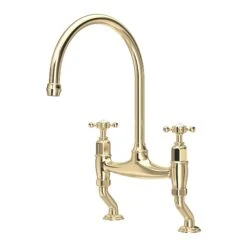 Perrin & Rowe Ionian Crosshead Bridge Sink Mixer Tap Gold