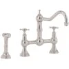 Perrin & Rowe Provence Crosshead Bridge Sink Mixer & Rinse Pewter -Home Bathroom perrin rowe 4755pf