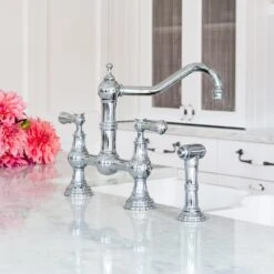 Perrin & Rowe Provence Lever Bridge Sink Mixer & Rinse Chrome -Home Bathroom perrin rowe 4756cp 4