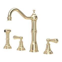 Perrin & Rowe Alsace 3 Hole Kitchen Sink Mixer & Rinse Gold