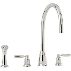 Perrin & Rowe Callisto 3 Hole C Spout Sink Mixer & Spray Nickel