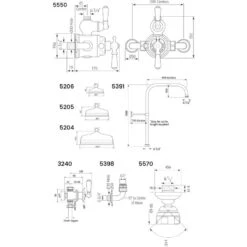 Perrin & Rowe Traditional Shower Set 4 With 5″ Rose -Home Bathroom perrin rowe tss4cp 5 2