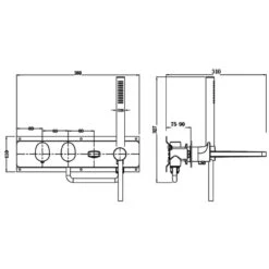 RAK Horizontal Dual Outlet Shower Valve With Handset & Spout Brushed Nickel -Home Bathroom rak rakita3306n 2