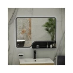 RAK Ornate LED Illuminated Mirror With Demister 600x800mm Matt Black