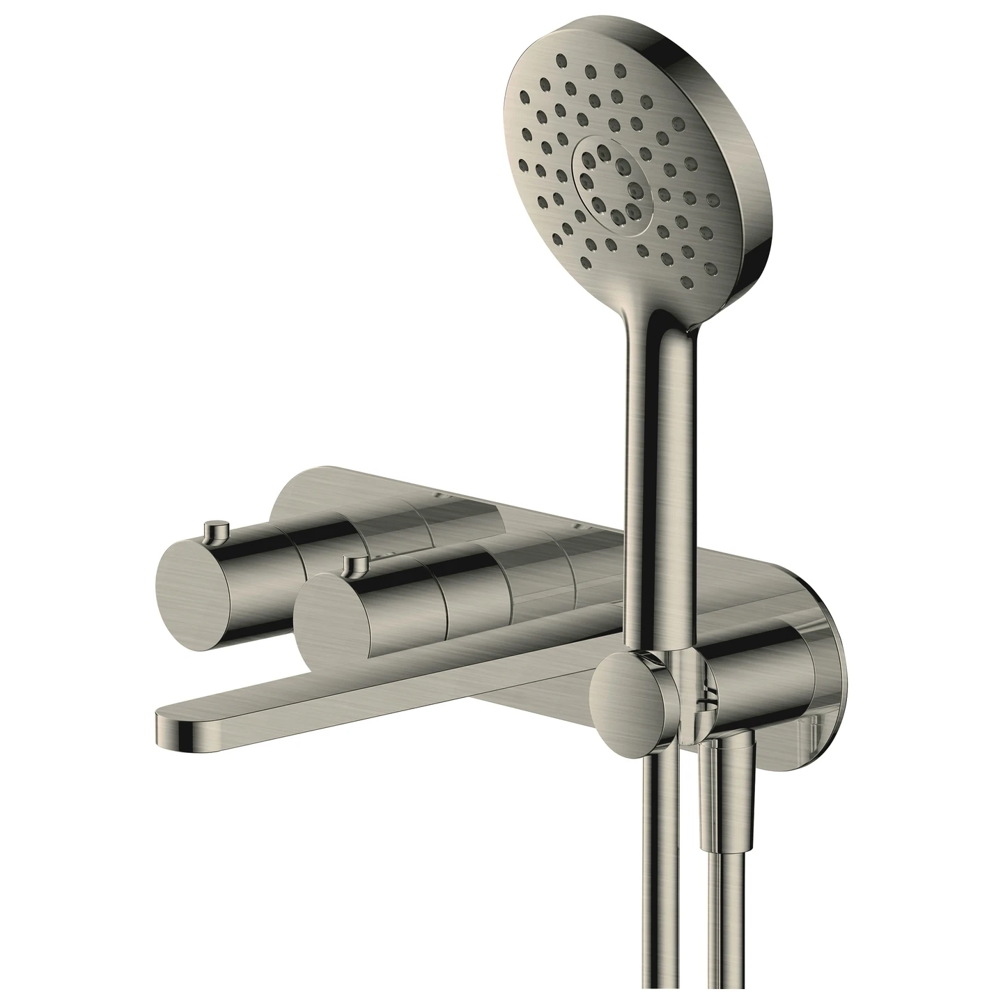 RAK Petit Round Wall Thermostatic Bath Shower Mixer Brushed Nickel 3 RAK Petit Round Wall Thermostatic Bath Shower Mixer Brushed Nickel