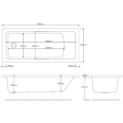 Roca The Gap Rectangular Acrylic Bath 1700x750mm -Home Bathroom roca 24718000 2