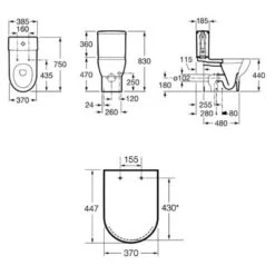 Roca Meridian-N Close Coupled Toilet With Single Flush Cistern & Standard Seat -Home Bathroom roca 34224H000 34124K000 801230004 4