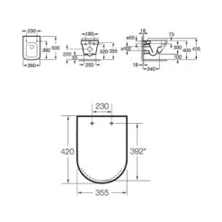 Roca Dama-N Compact Wall Hung Toilet With Standard Seat -Home Bathroom roca 346788000 80178B004 3