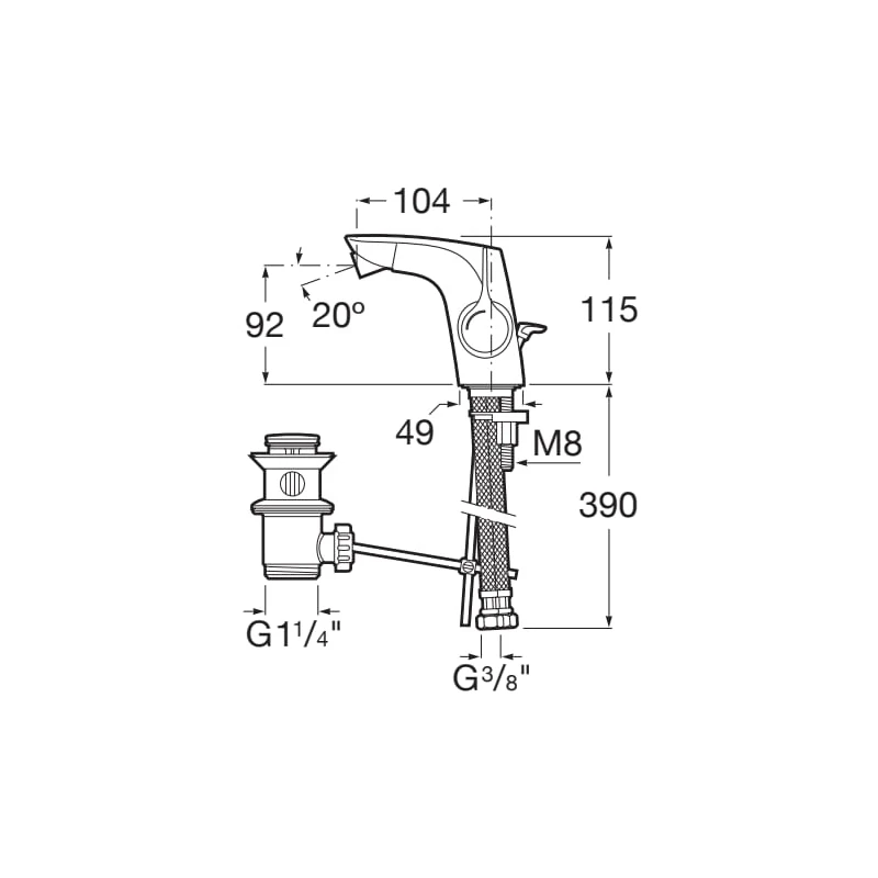 Roca Insignia Bidet Mixer With Pop Up Waste 4 Roca Insignia Bidet Mixer With Pop Up Waste - Image 2