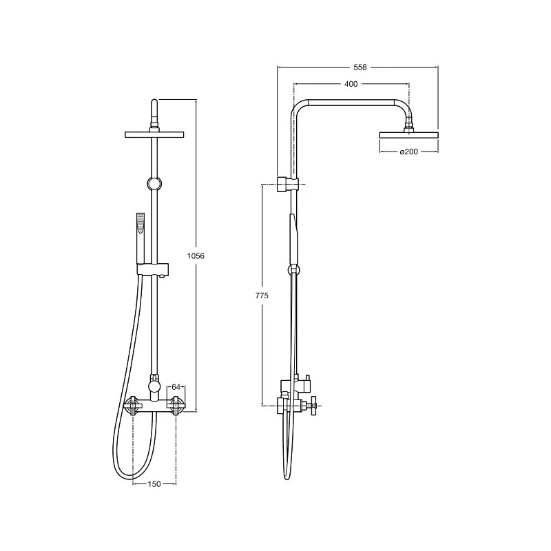 Roca Loft-T Shower With 1/4 Turn Controls, Rose & Handset 4 Roca Loft-T Shower With 1/4 Turn Controls, Rose & Handset - Image 2