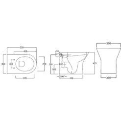 Synergy Marbella Comfort Height 425mm Back To Wall WC Pan -Home Bathroom synergy sy marb11 3