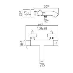Vado Celsius Bath Shower Mixer Without Shower Kit -Home Bathroom vado cel 123t cp 2