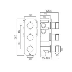 Vado Notion 2 Outlet 3 Handle Thermostatic Valve -Home Bathroom vado not 128d2 cp 4