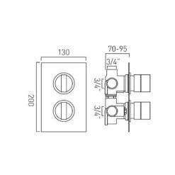 Vado Notion 3 Outlet 2 Handle Thermostatic Valve -Home Bathroom vado not 148d3 cp 4