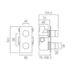 Vado Omika 1 Outlet, 2 Handle Thermostatic Shower Valve -Home Bathroom vado tab 148 omi cp 3